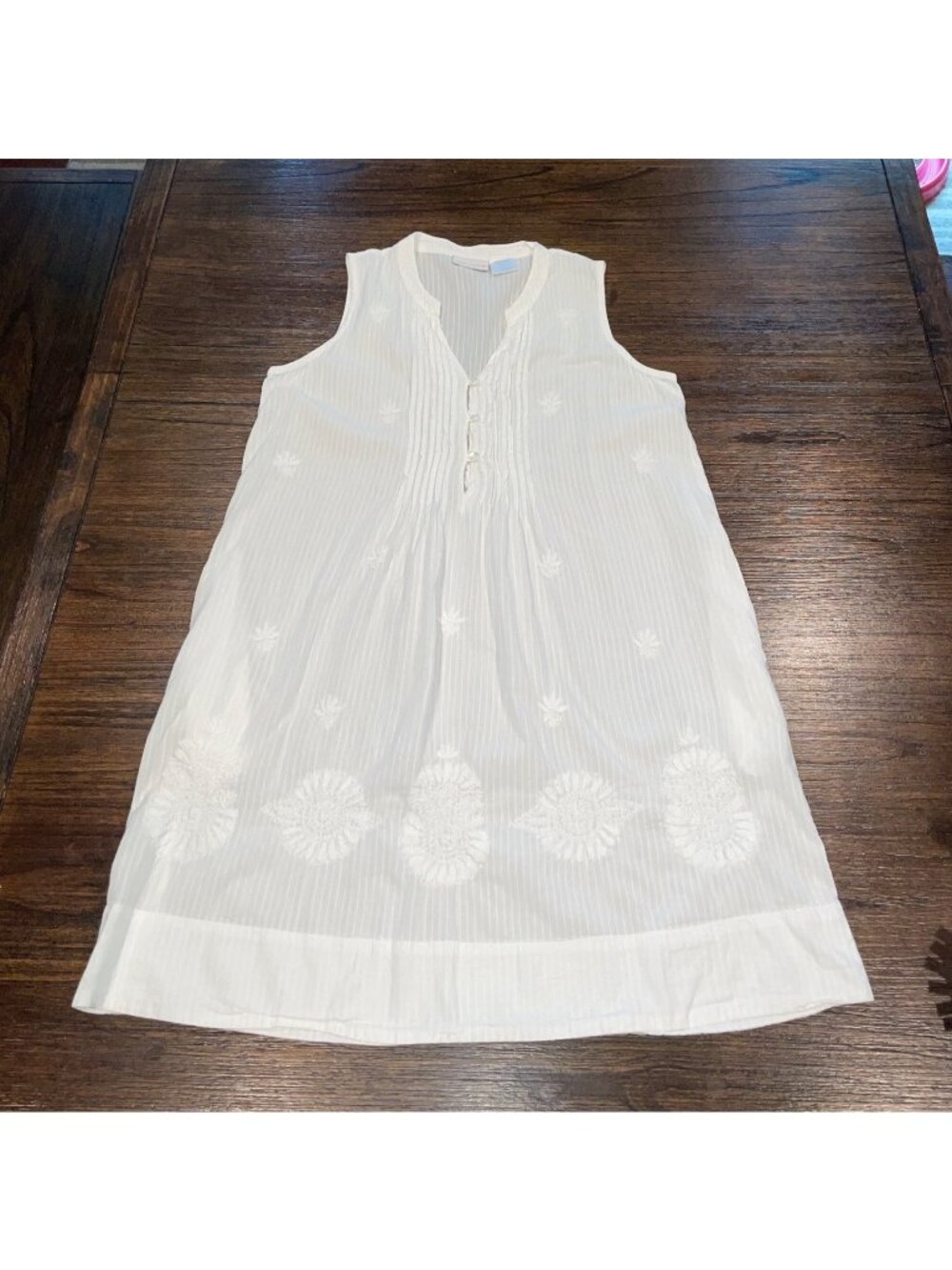 Soft Surroundings Summer Dress Sz M White Sheer Lightweight Knee-Length Cotton